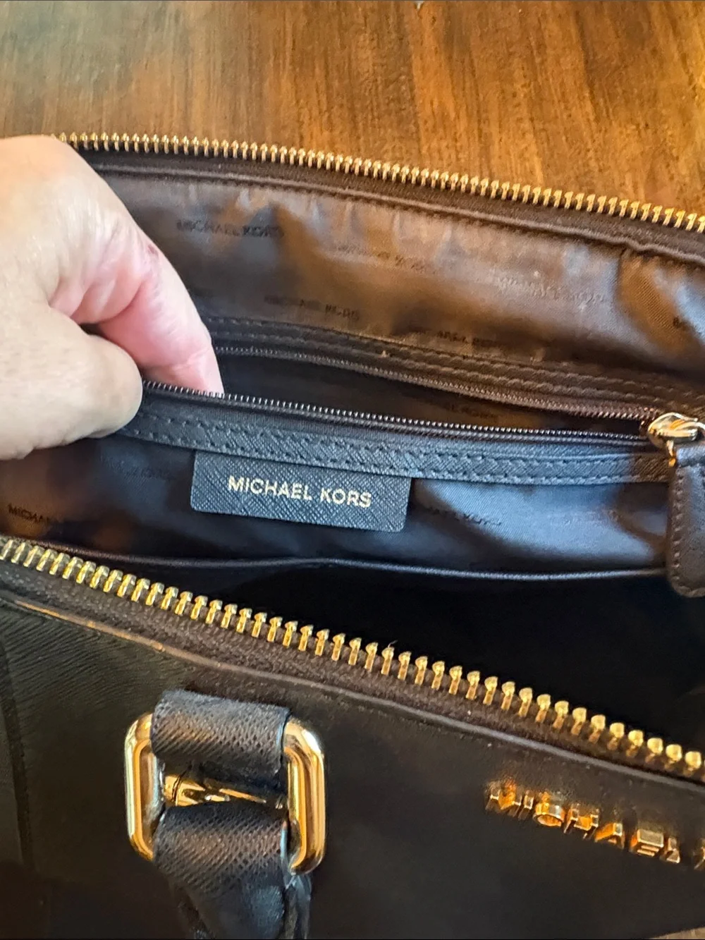 Michael Kors Black Saffiano Satchel with Gold Hardware